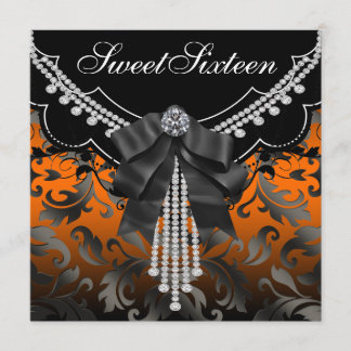 Invitación de fiesta de Sweet Sixteen de damasco n