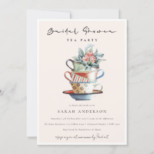 Invitación de Fiesta de té de ducha de novia apila
