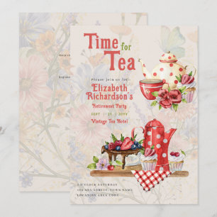 Invitación de Fiesta de té de jubilación impresa o
