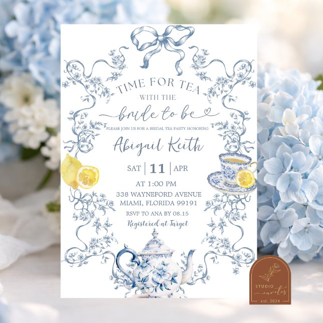 Invitación de fiesta de té nupcial con estampado c (Subido por el creador)