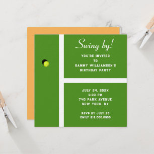 Invitación de fiesta de tenis creativa