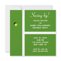Invitación de fiesta de tenis creativa