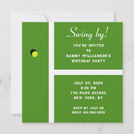 Invitación de fiesta de tenis creativa