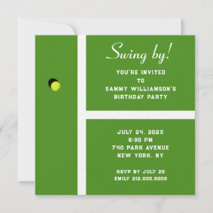 Invitación de fiesta de tenis creativa