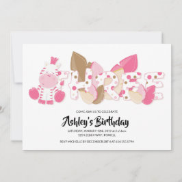 Invitación de fiesta de tercer cumpleaños de Cebra