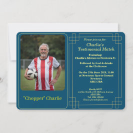 Invitación de fiesta de testimonial de fútbol con