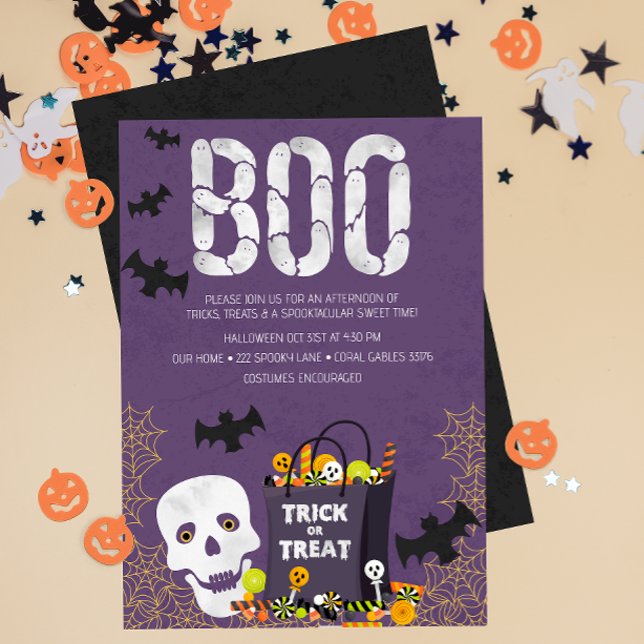 Invitación de Fiesta de truco o tratamiento de niñ (Spooktacular Kids Costume Halloween Party Invite)