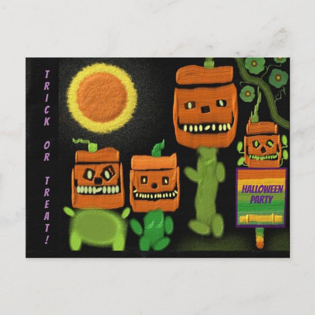 Invitación de Fiesta de trucos de Jack O'Lanterns (Anverso)