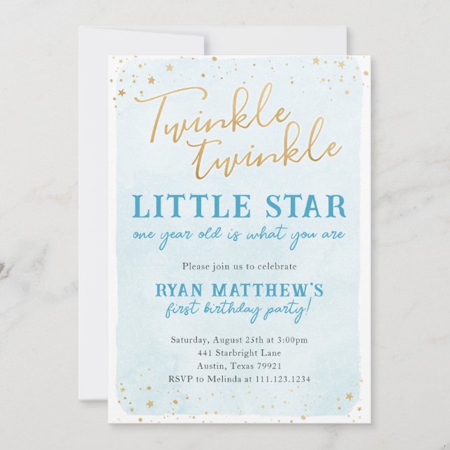 Invitación de fiesta de Twinkle Twinkle Little Sta (Anverso)