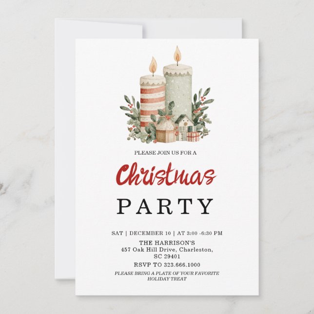 Invitación de fiesta de vacaciones boho neutral ac (Anverso)