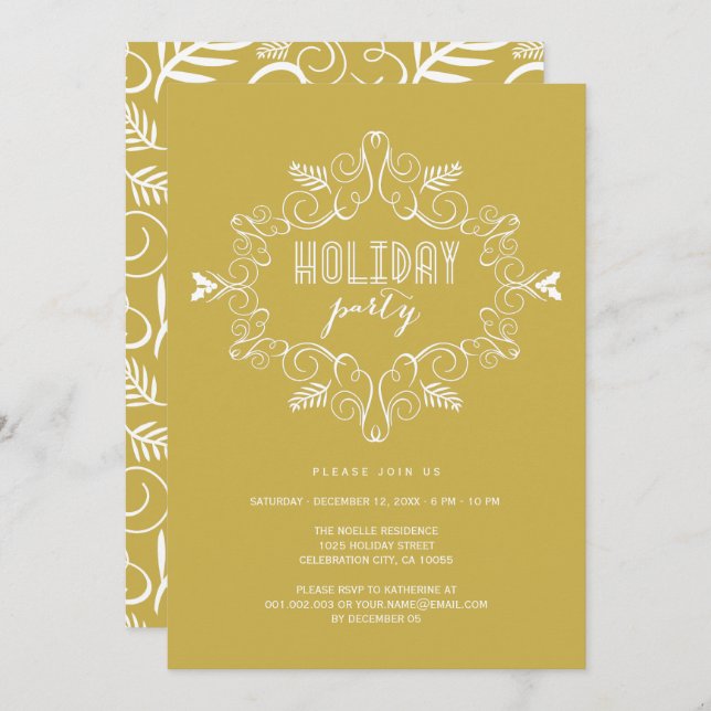 Invitación de fiesta de vacaciones clásicas de dec (Anverso / Reverso)