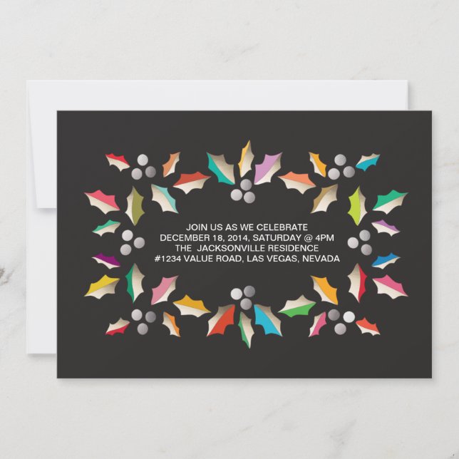 invitación de fiesta de vacaciones coloridas de ho (Anverso)