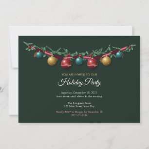Invitación de fiesta de vacaciones con adornos y f