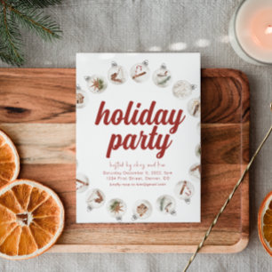 Invitación de fiesta de vacaciones con ornamentos