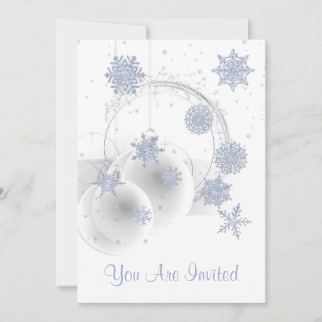 Invitación de fiesta de vacaciones copo de nieve b (Anverso)