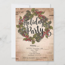 Invitación de fiesta de vacaciones de abedul rústi