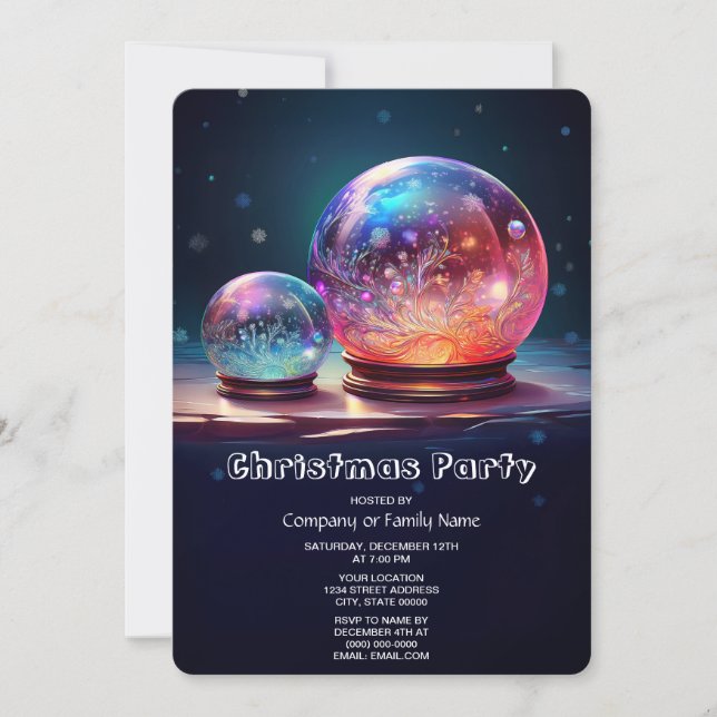 Invitación de fiesta de vacaciones de bolas de nie (Anverso)