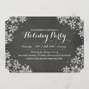 Invitación de fiesta de vacaciones de copo de niev