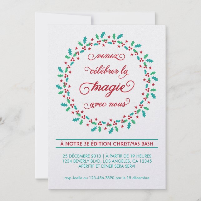 Invitación de fiesta de vacaciones de guirlande de (Anverso)