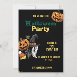 Invitación de fiesta de vacaciones de Halloween Ha
