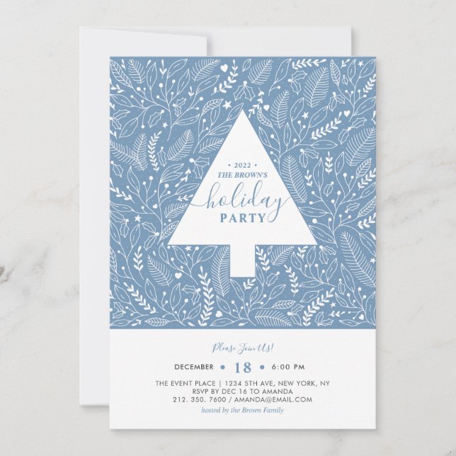 Invitación de fiesta de vacaciones de invierno azu (Anverso)