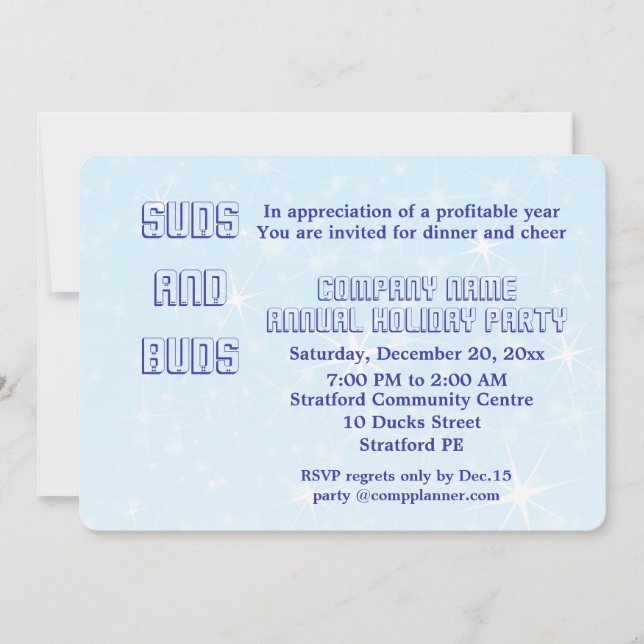 Invitación de fiesta de vacaciones de la empresa. (Anverso)