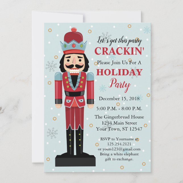 Invitación de fiesta de vacaciones de nutcracker (Anverso)