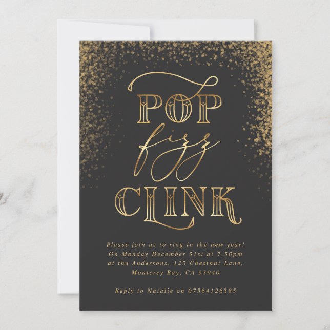 invitación de fiesta de vacaciones de oro de pop c (Anverso)