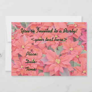 Invitación de fiesta de vacaciones de Poinsettias 