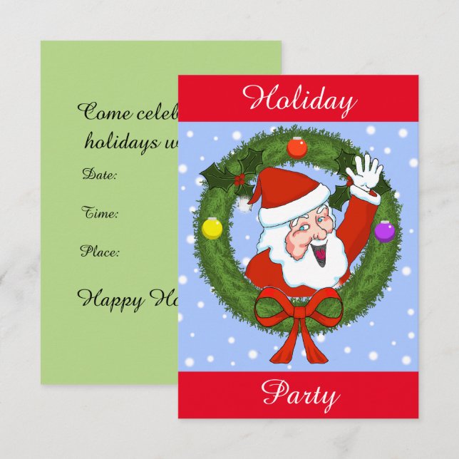 Invitación de fiesta de vacaciones de Santa Claus  (Anverso / Reverso)