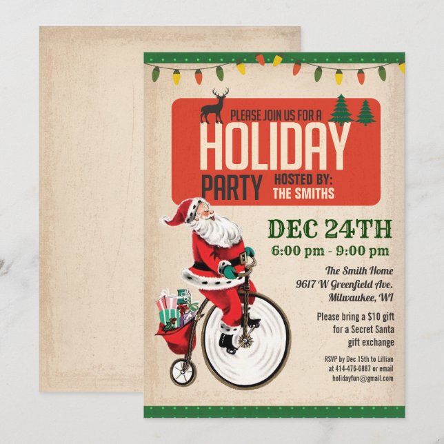 Invitación de fiesta de vacaciones de Santa Lucía (Anverso / Reverso)