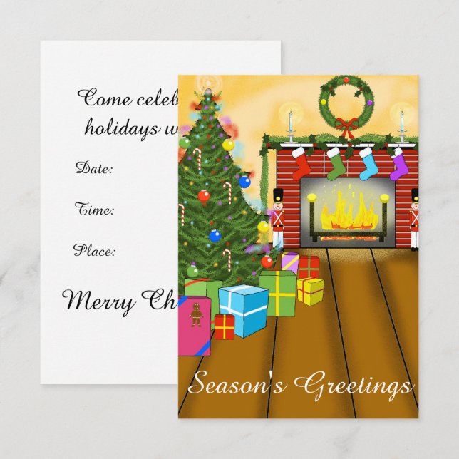 Invitación de fiesta de vacaciones (Personalizable (Anverso / Reverso)