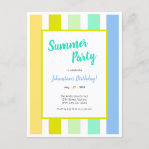 Invitación de fiesta de verano con rayas brillante