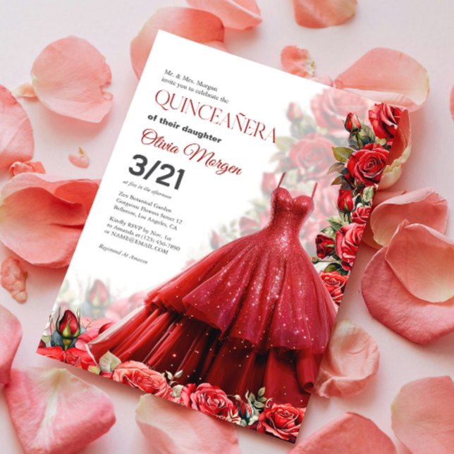 Invitación de Fiesta de Vestido Rojo Quintencera G (Subido por el creador)