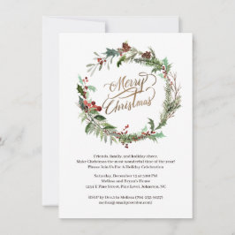 Invitación de fiesta de Wreath Pine Berry Holly
