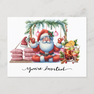 Invitación de fiesta de Yoga Navidad Santa Claus p