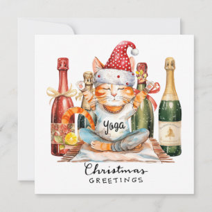 invitación de fiesta de Yoga Navidad Santa Gato po
