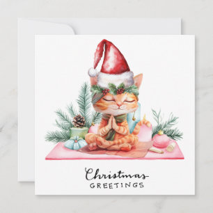 invitación de fiesta de Yoga Navidad Santa Gato Po