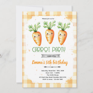 invitación de fiesta de zanahoria linda
