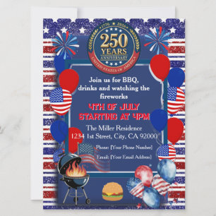Invitación de Fiesta del 250 Aniversario de Améric