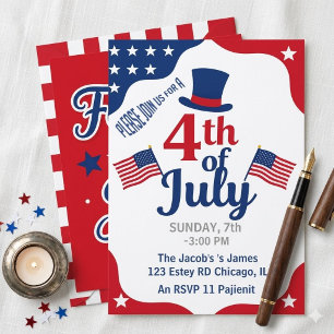 Invitación de fiesta del 4 de julio Bandera patrió