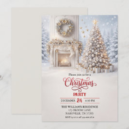 Invitación de fiesta del árbol de Navidad con chim