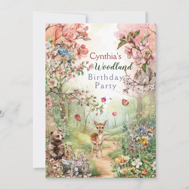 Invitación de fiesta del bosque (Anverso)