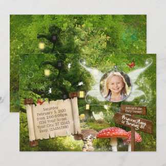 Invitación de fiesta del bosque encantado de hadas