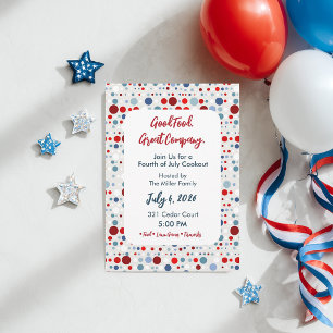 Invitación de fiesta del cuatro de julio con fuego