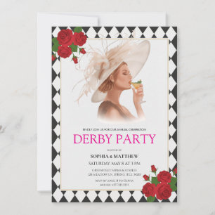 Invitación de fiesta del Derby de Kentucky con ros