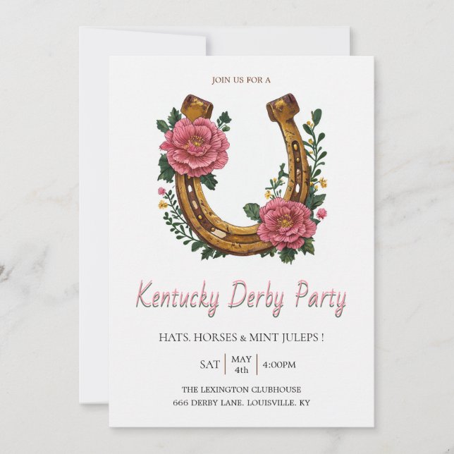 Invitación de fiesta del Derby de Kentucky Golden  (Anverso)