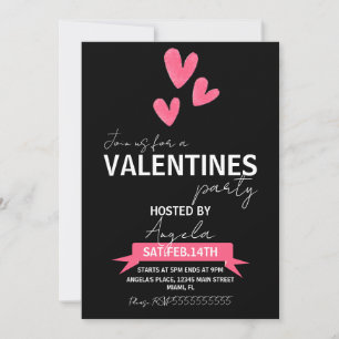 Invitación de fiesta del día de San Valentín rosa