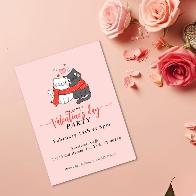 Invitación de fiesta Día de San Valentín de gatos  (Subido por el creador)