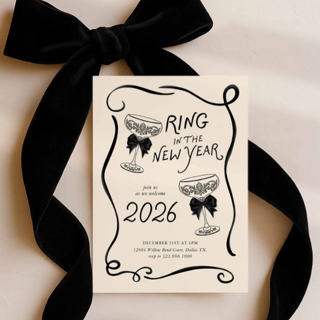 Invitación de fiesta dibujada a mano para Nochevie (2026 Ring in the new year hand drawn party invitation)